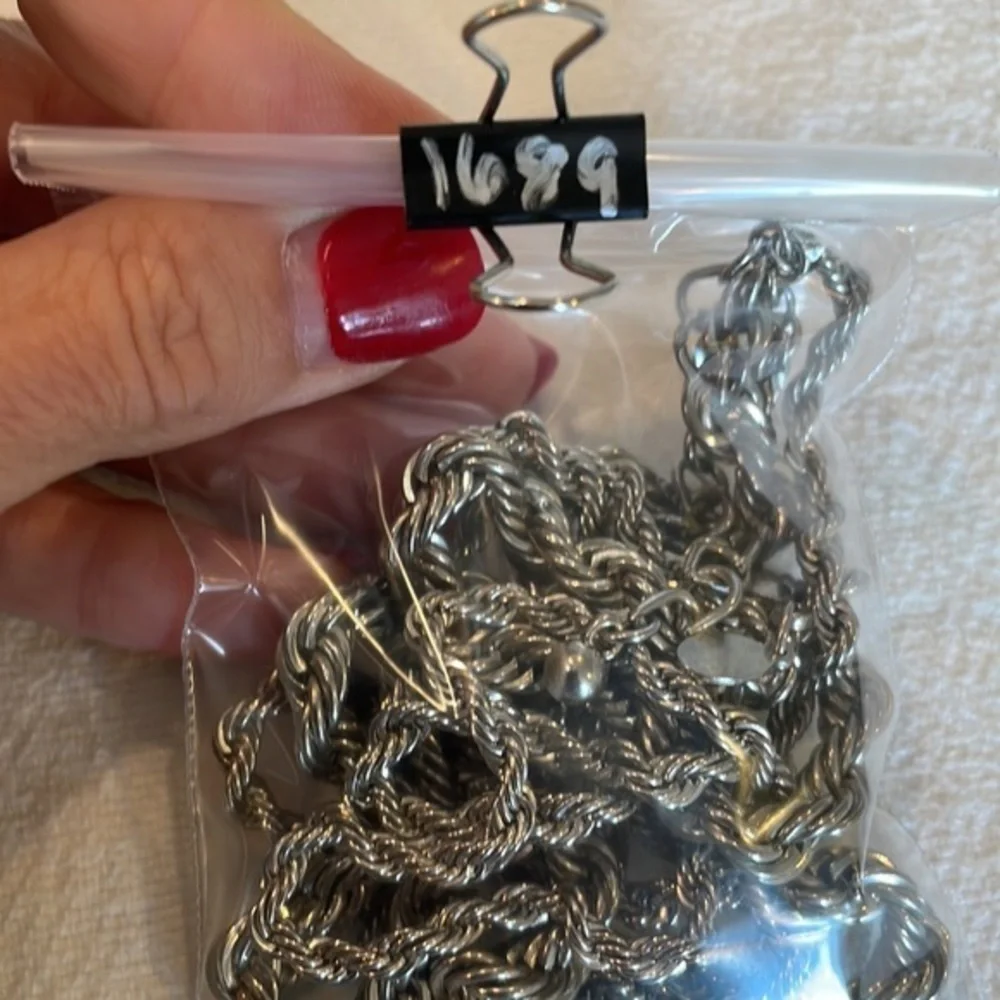 Chicos triple strand graduated size silver tone braided twisted chain